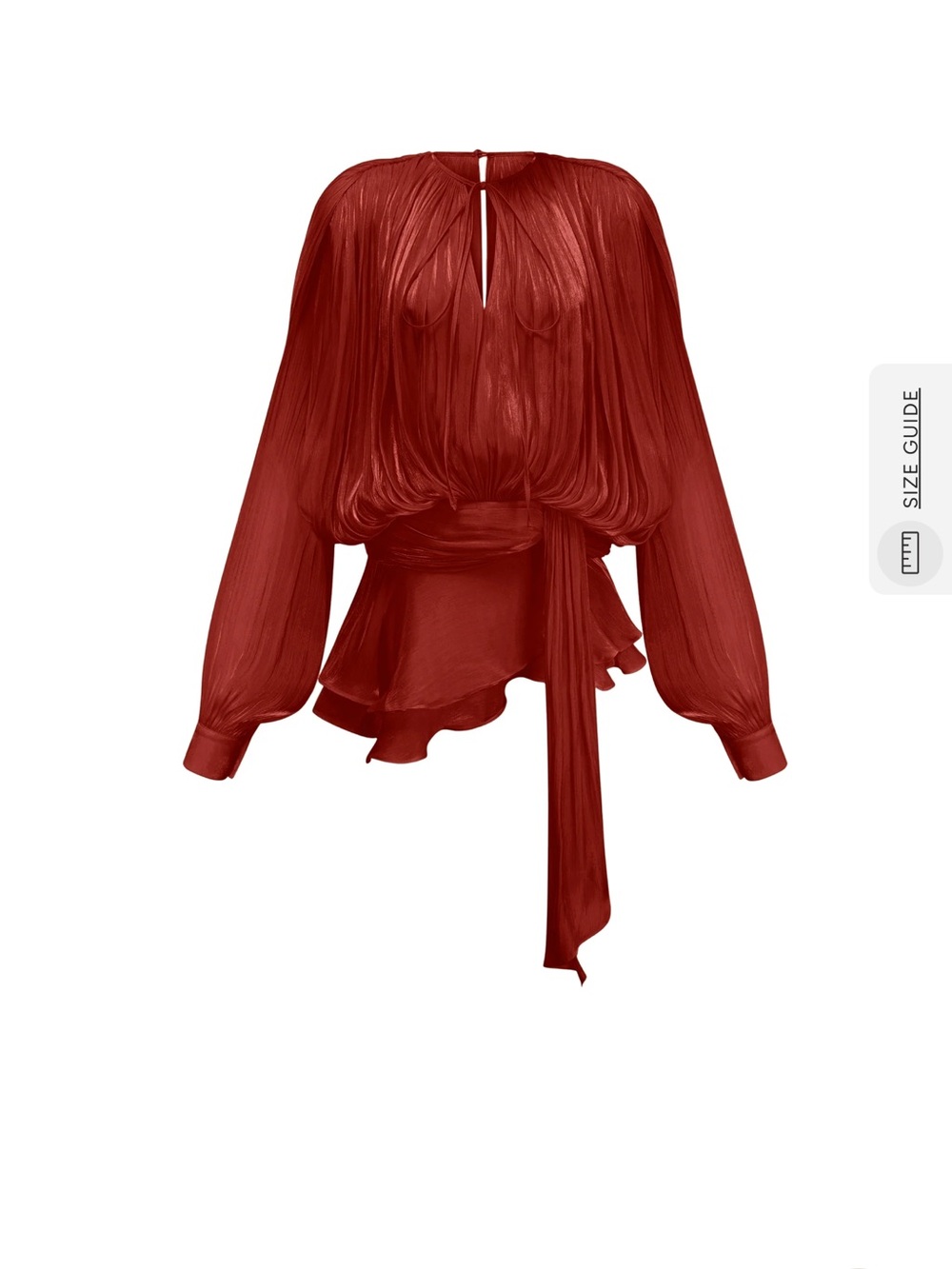 Silky Red Long-Sleeve Mini Dress - Picture 2 of 6